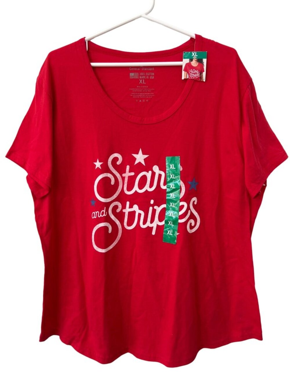 General Standard Stars and Stripes Size XL Cotton Red Patriotic USA July 4th